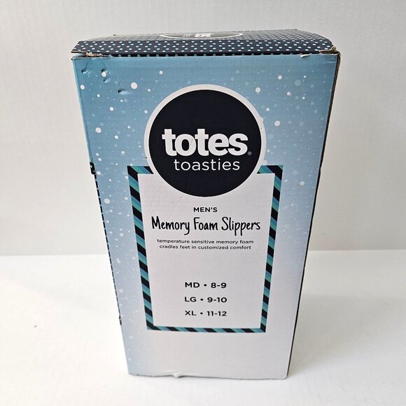 Totes Toasties Slippers Mens 8 9 Blue Temperature Sensitive Memory Foam NEW - Picture 4 of 5
